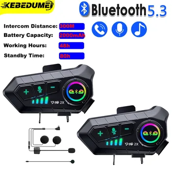 Kebidumei YP10 2X Беспроводной Bluetooth 5.3 Мотоциклетный Шлем Гарнитура внутренней связи Водонепроницаемый 300 м Intercomunicador Динамик Наушники
