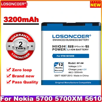 LOSONCOER 3200 мАч BP-5M Батарея для Nokia 5700 5700XM 5610 5610XM 6110n 6220c 8600 7390 6500 s Батарея