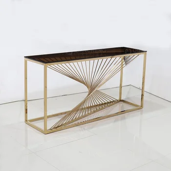 Консольный столик со стеклянными французскими металлическими ножками золотистого цвета