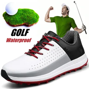 Новая брендовая кожаная мужская обувь для гольфа, водонепроницаемая нескользящая спортивная обувь для отдыха на открытом воздухе, обувь для тренировок в гольфе, мужская обувь для гольфа без шипов