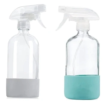 Прозрачные бутылки с распылителем, Многоразовая Пустая бутылка с силиконовым рукавом Для чистящих растворов, распылитель воды