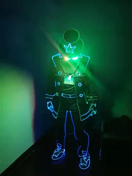 Светодиодный танцевальный костюм для выступлений, Костюм с подсветкой из оптического волокна, Костюм для выступлений, костюм для мужчин