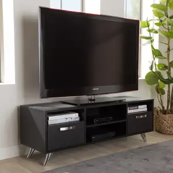 Современная Деревянная Подставка для телевизора с отделкой цвета Эспрессо-коричневый