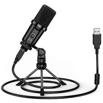 Стерео USB-Конденсаторный микрофон, Конденсаторный Настольный студийный микрофон для записи на YouTube, ноутбук, ПК, сотовый телефон
